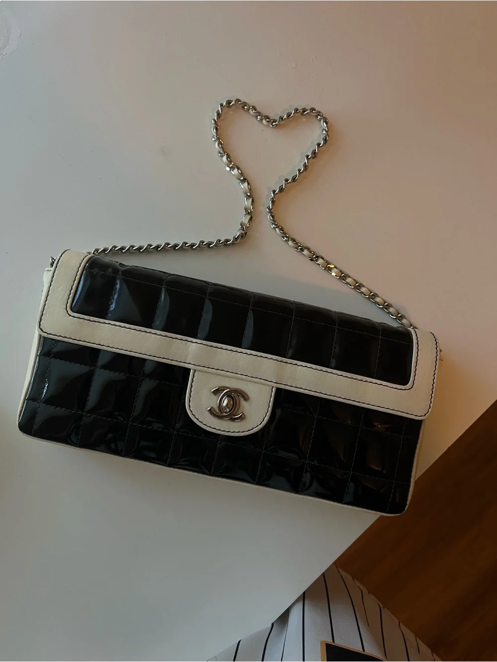CHANEL east west chocolate bar bag